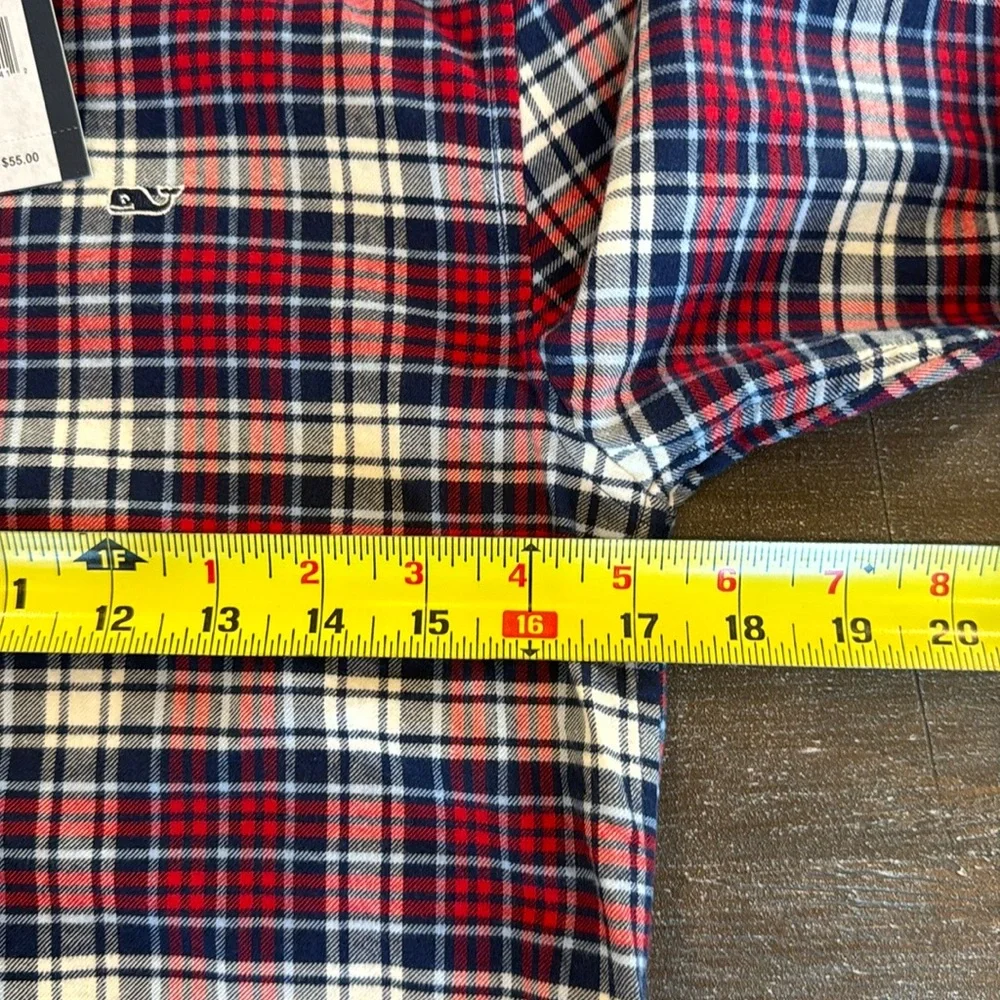 Vineyard Vines Boys Flannel Shirt Whale Button Down M 12/14  Blue Red White NWT
